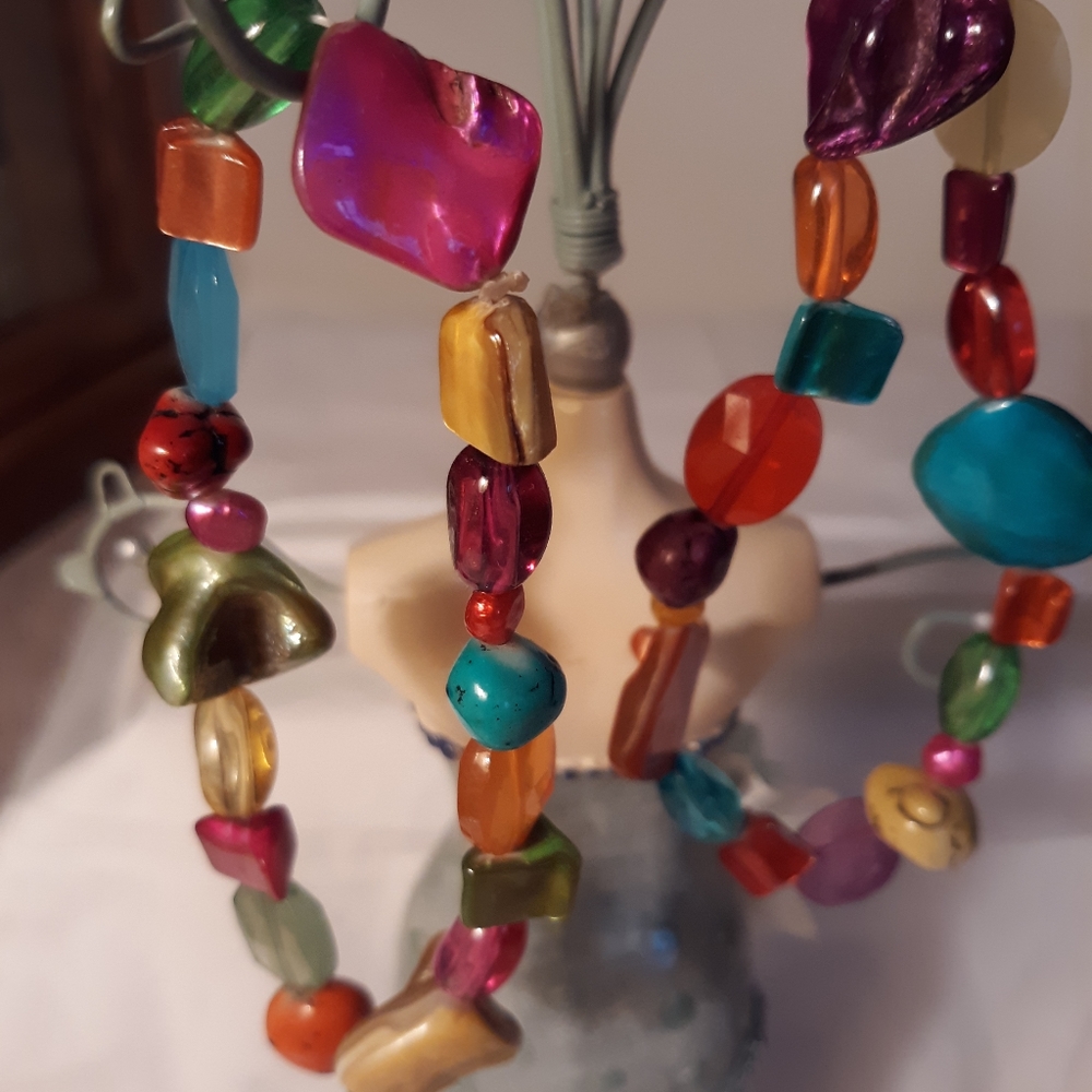 Set of 2 stretchy multi colored bracelets
